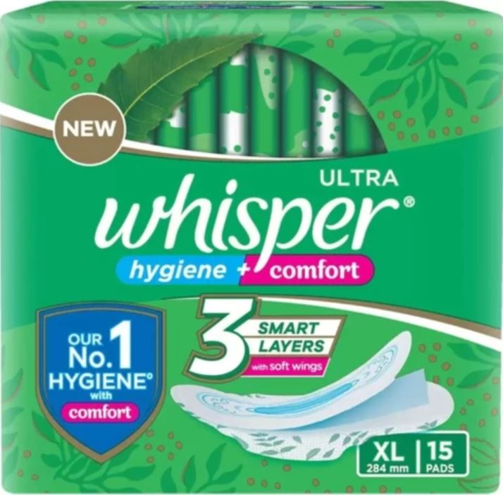 WHISPER HYGIENE+COMFORT XL15 PADS